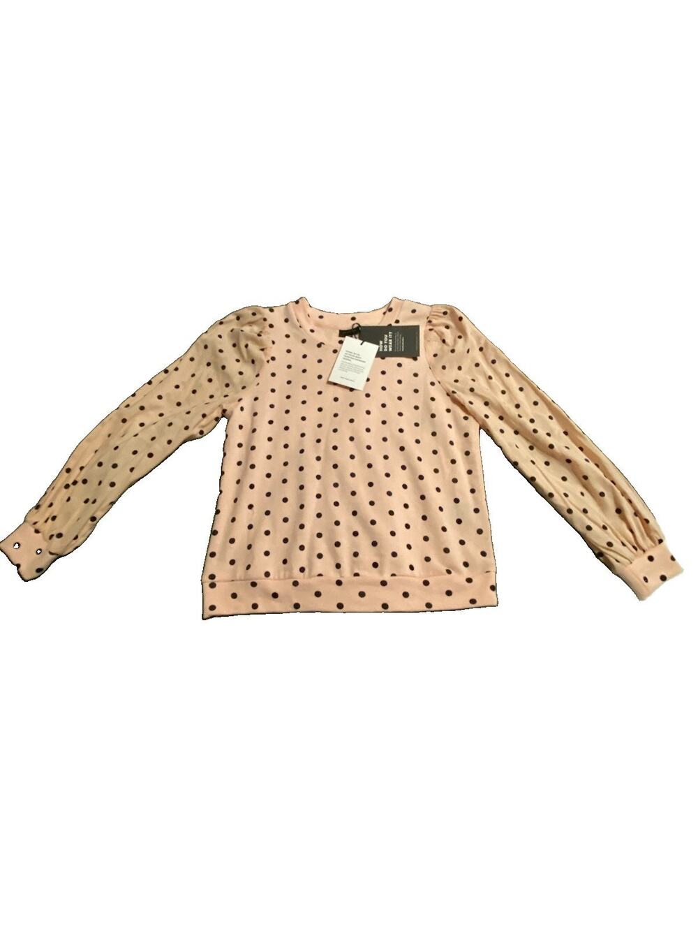 Who What Wear Women’s XS Blush Polka Dot Puff Sleeve Blouse Top NWT